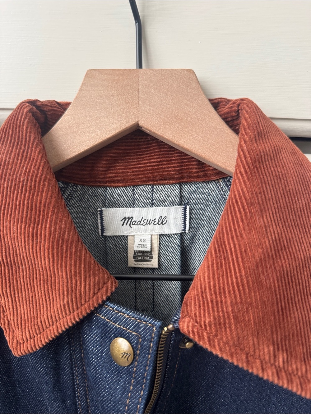 Madewell Denim trapeze jacket with corduroy collar - Picture 2 of 8